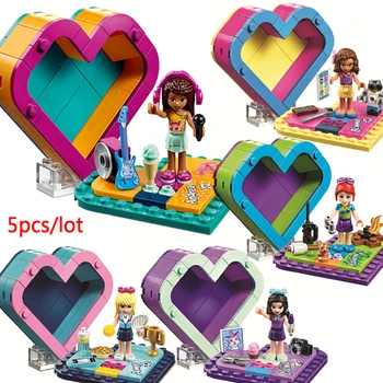 

5pcs/lot Emma’s Olivia’s Mia’s Heart Box Compatible Lepining Friends Girl Building Blocks Kit Bricks Classic Model Kids Toys
