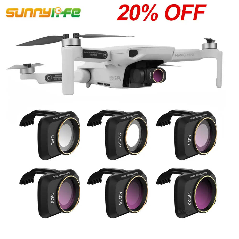 Sunnylife Mavic Mini 2 фильтры для объектива камеры UV CPL ND 8 16 32 64 фильтр дрона Kit DJI Mini2 ND8 ND16 ND32