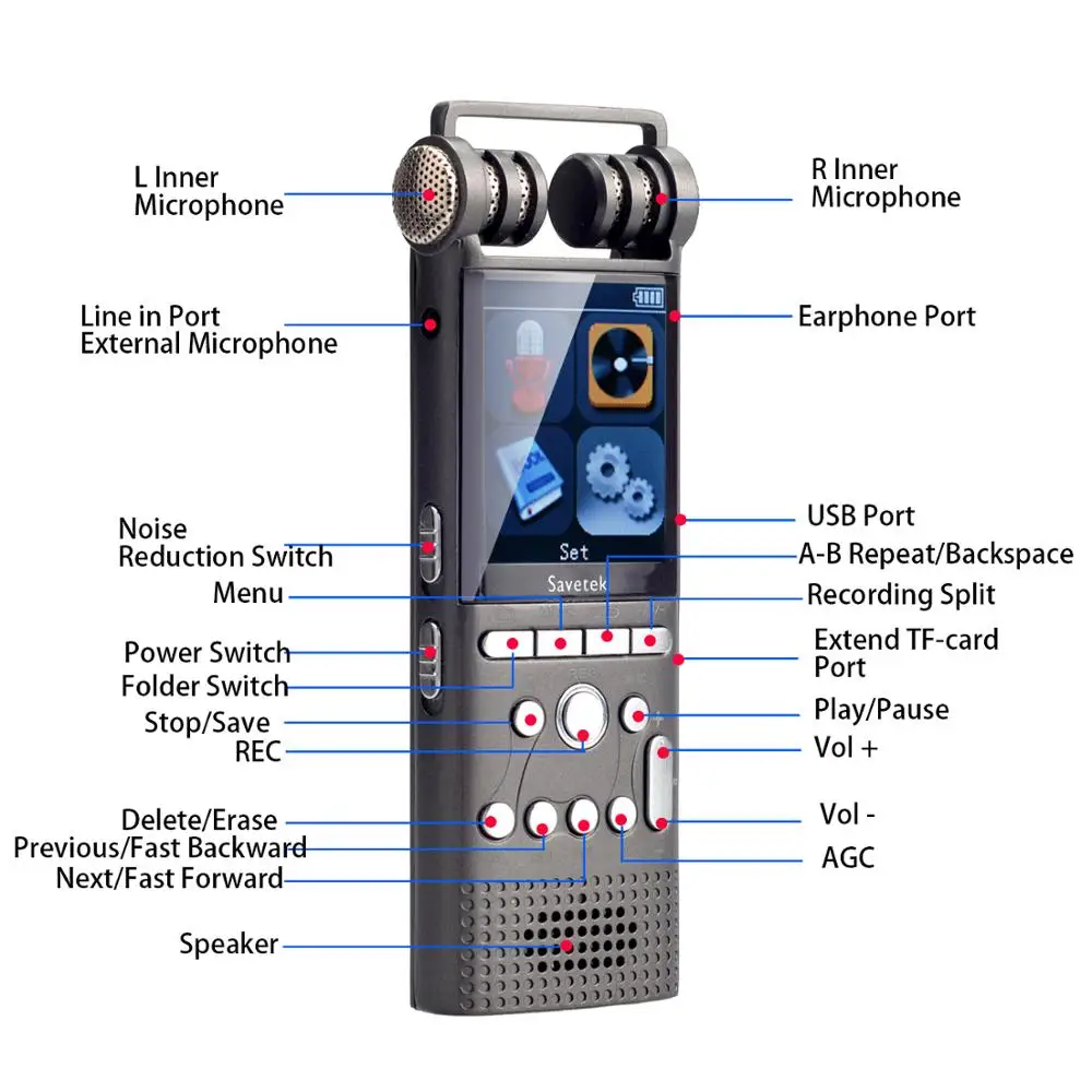 Профессиональный цифровой диктофон с голосовой активацией 8 ГБ 16 USB ручка