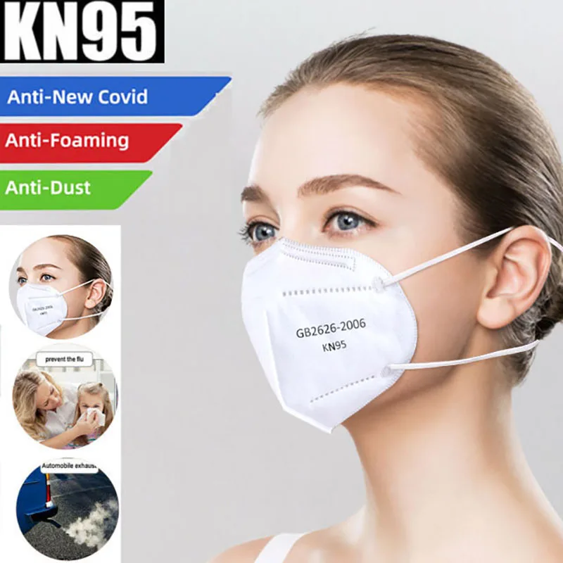 

50Pcs KN95 Mask 95% Filtration N95 Anti Flu Mouth Mask 4 Layers Earloop Dustproof Adults Filter Breathing Protective mask