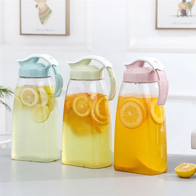 Large Capacity Plastic Covered Measuring Water Pitcher Jug w/Lid Juice  Container