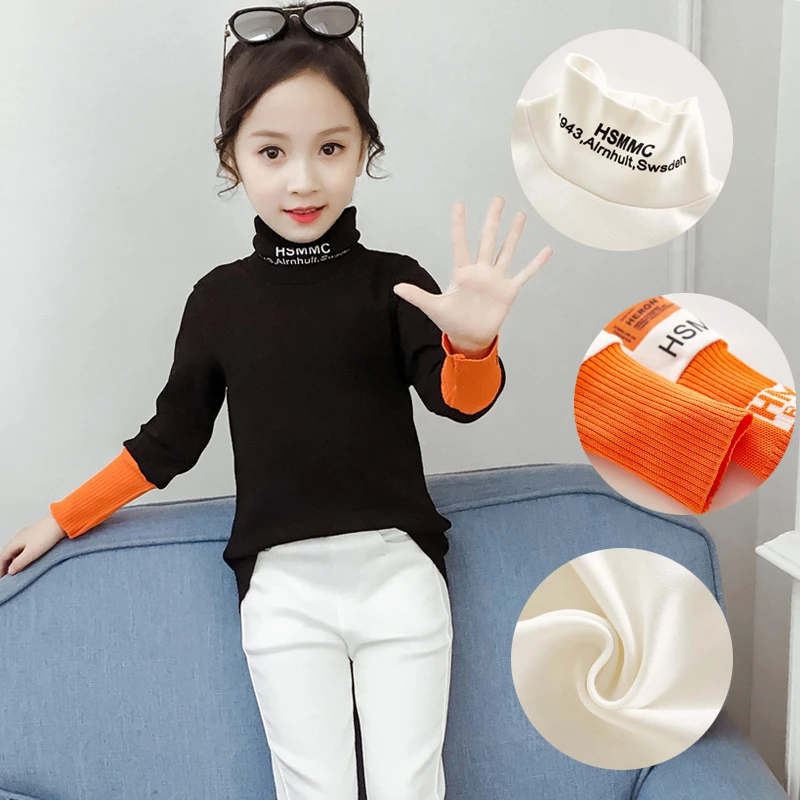 Children S Girls Bottoming Shirt Spring Autumn Half High Collar Long Sleeve Fashion T Shirt Girls Tops Clothes For Big Kids Tees Aliexpress