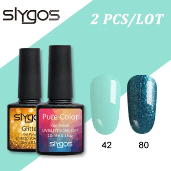 4280 SLYGOS Платиновые Блестки УФ-гель для ногтей 2 шт./компл. Цвет серии светодиодный Гель-лак для ногтей, Лаки! полупостоянная светодиодный лак для ногтей с блестками - Цвет: 4280