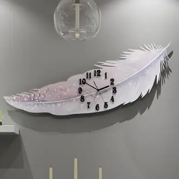 

Nordic feather clock wall clock living room net red creative home fashion personality art decoration clock bells simple