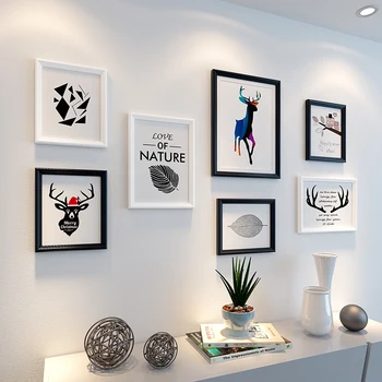 

Europe Style Wooden Frames Set for Living Room Decor 7 Pcs Photo Frames for Picture Picture Frame for Background Porta Retrato Q