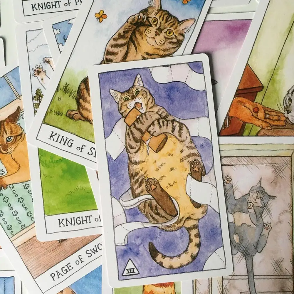 78Pcs Cute Cat Tarot Cards Deck Deck Board Games English For Women Family Gift Party Playing Card Game Entertainment Game 78Pcs Cute Cat Tarot Cards Deck Deck Board Games English For Women Family Gift Party Playing Card Game Entertainment Game