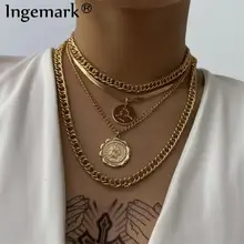 Punk Miami Cuban Choker Necklace Steampunk Men Jewelry Vintage Big Coin Pendant Chunky Chain Necklace for Women Neck Accessories|Pendant Necklaces|   - AliExpress