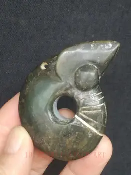 

YIZHU CULTUER ART Collection Old China Hongshan Culture Jade Hand-carved Beast Pendant Decoration