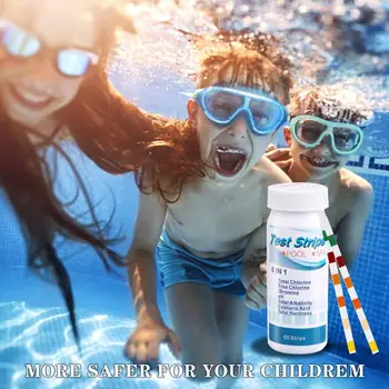 

6-In-1 Swimming Pool PH Test Card Hardness Test Strip PH Pool Cleaner Accessories Tester Chlorine Residual PH Value Alkalinity