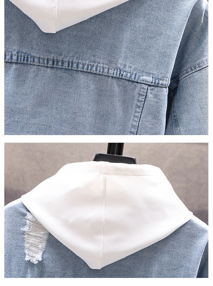 Denim Jacket Men's Long Sleeves Autumn New Loose Large Size Youth Tide Plus Size M-5XL Jacket Men's Clothing