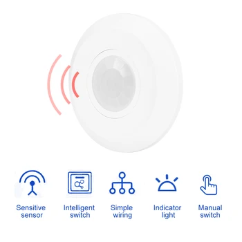 

High Sensitivity 110-220v Ceiling 360 Degree Pir Body Infrared Induction Motion Sensor Light Switch Time Delay