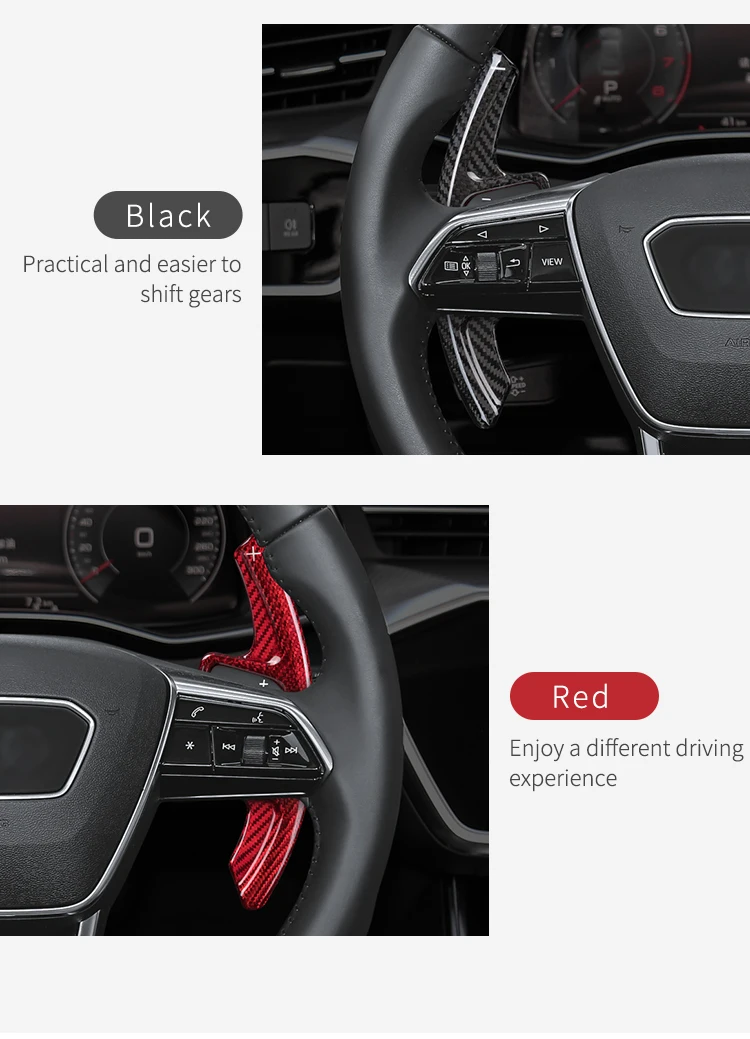 T-carbon Steering Paddle Shifter For Audi A3 A4 A6 A7 C8 A8 D5 E-tron Car Shift Paddle Shifter Gear Accessories