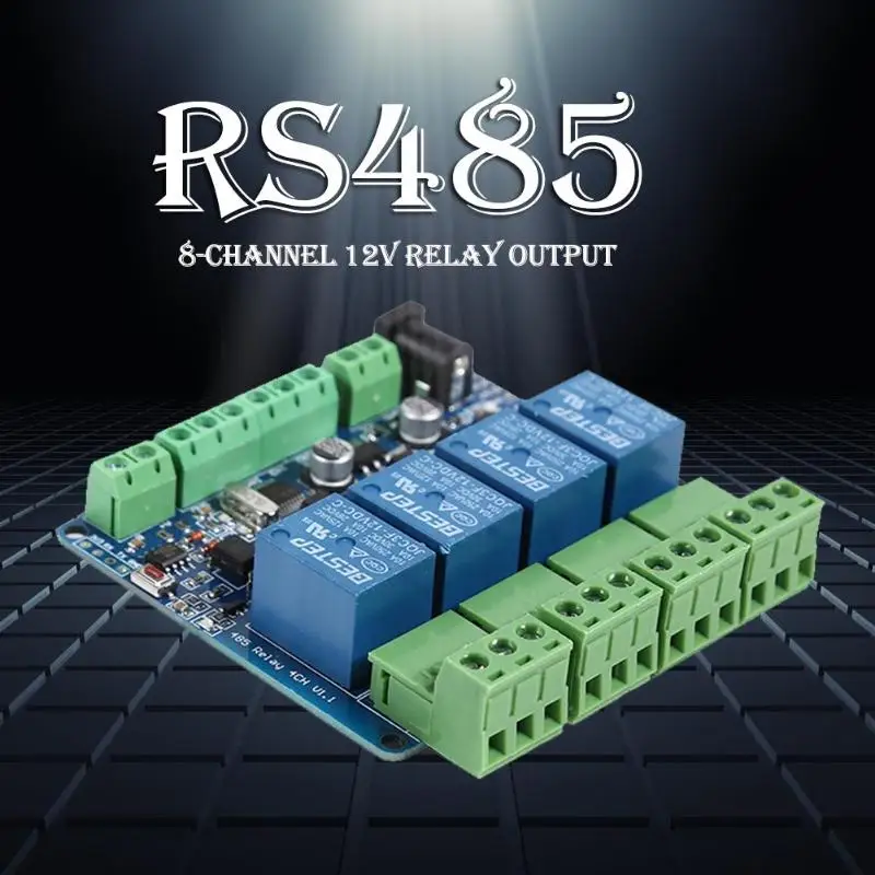Modbus RTU 8-канальный 12 В релейный модуль 8 дорожный вход RS485 ttl связь