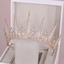 Модный Дизайн Круглый Золотой Серебряный Кристалл тиара Корона украшения для волос для женщин принцесса день рождения невесты свадебное украшение 27 см