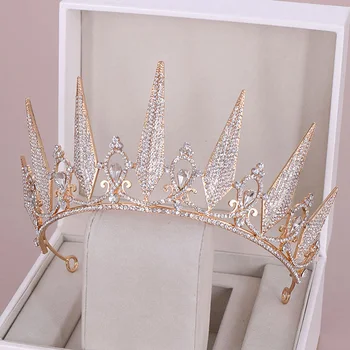 

Fashion Design Round Black/Gold/Silver Color Crystal Tiara Crown Hair Jewelry for Women Princess Birthday Bride Wedding Ornament