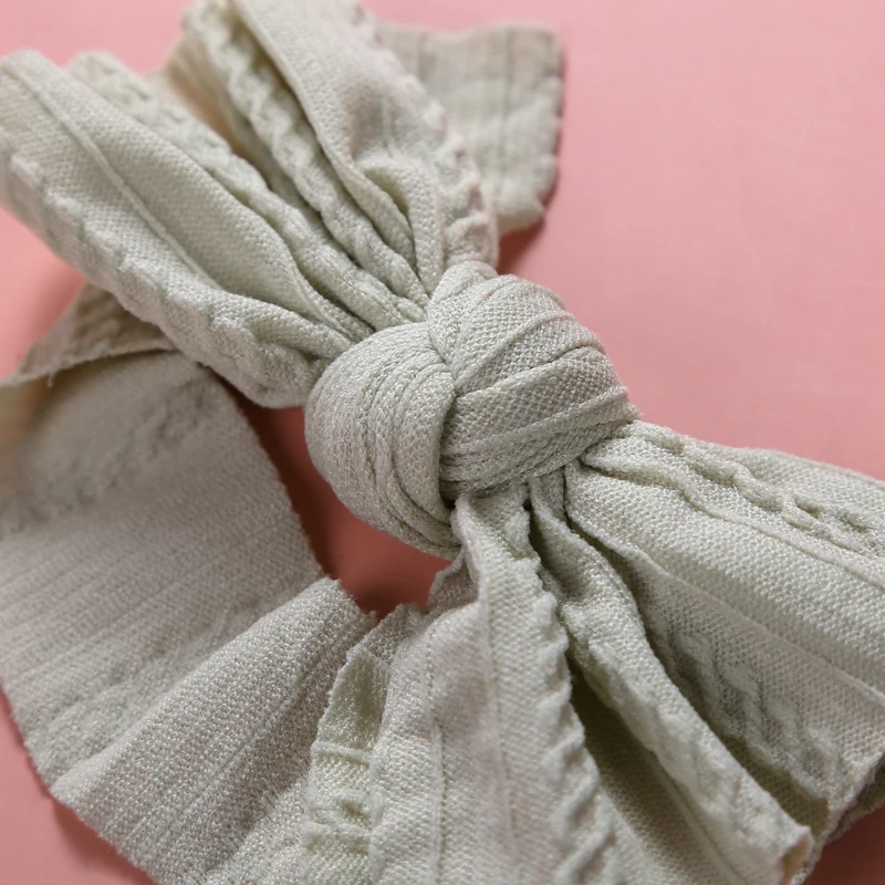 

New Braid Nylon Baby Headband Cable Knitted Hair Bows Newborn Head Wraps Child Kid Elastic Hair Bands Hair Accessories For Girls
