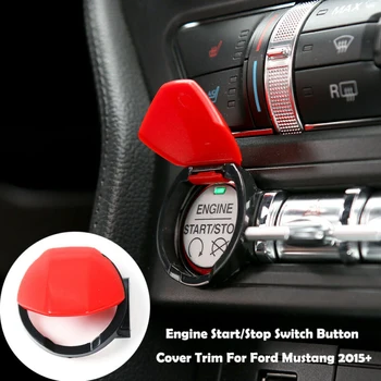 

Car Start/Stop Switch Cover Trim Center Console For Ford Mustang 2015+ Red+Black Engine Start High Quality ABS Protable