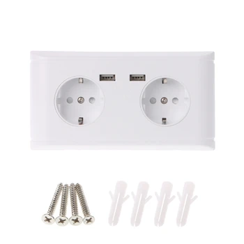 

2020 New 16A WallDouble Socket Charger Adapter Double USB Ports EU Plug Power Outlet Panel