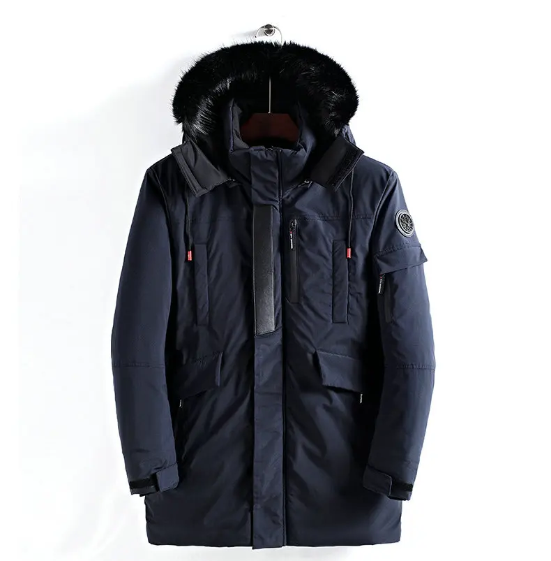 Nice Winter Coat Men Windbreaker Fur Hooded Thicken Jacket Men Streetwear Military Trench Coats Long Parka Jaqueta Masculina