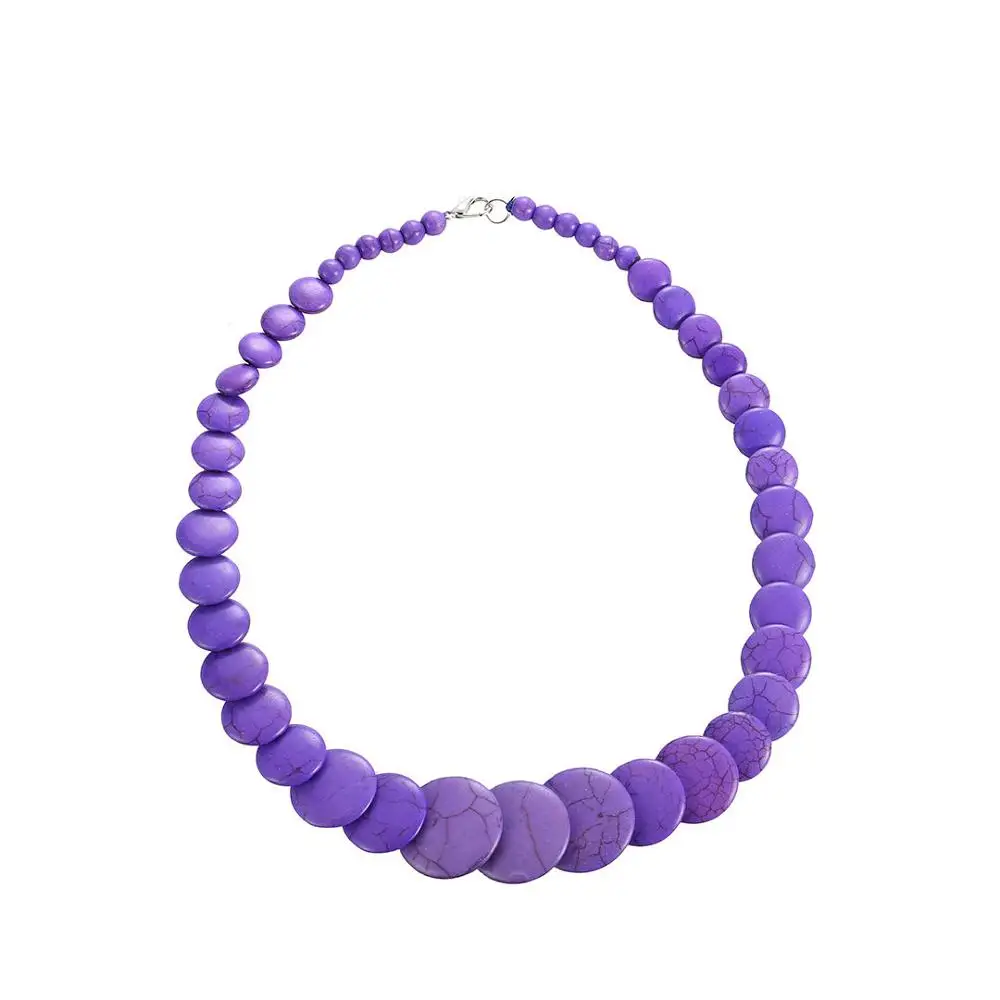 Purple YULUCH, этническое Африканское богемное ожерелье с камнем, колье, набор, розовый, фиолетовый, чокер, колье, женское, воротник, модное ювелирное изделие для девочек - Окраска металла: Purple