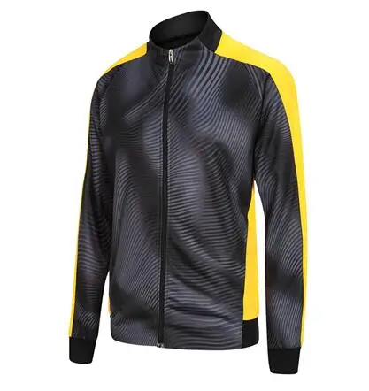 Black jacket Осенне-зимний спортивный костюм для футбола, Молодежные мужские футбольные куртки, штаны, пальто на молнии, спортивный комплект для фитнеса, бега, длинный тренировочный костюм DIY - Цвет: Black jacket