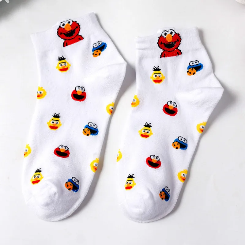 Korean Style Cartoon Women Socks Middle Tube Ins Fashion Funny Socks Cotton Stitch Cute Mujer Calcetines Meias for Autumn 53 - Цвет: B