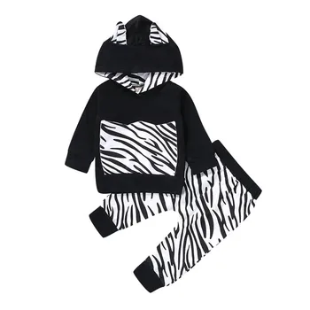 

Autumn Spring Baby Boys Clothes Set Long Sleeve Stripe Print Hoodie Sweatshirt Tops+Pants Trouser Costume Set For Baby