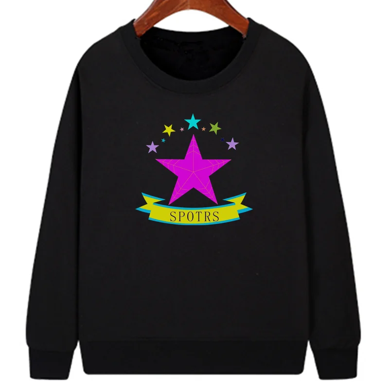 Star Print Female Sweatshirt Fleece O-Neck Casual Pullover Harajuku New Autumn Warm Long Sleeve Unisex Hoodie S-3XL
