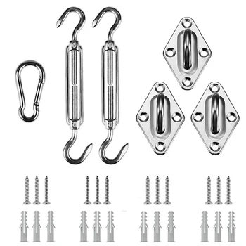 

18Pcs Shade Sail Hardware Kit Triple-cornered, 6 Inch Stainless Steel Sun Shade Sails Installation for Patio Lawn Garden