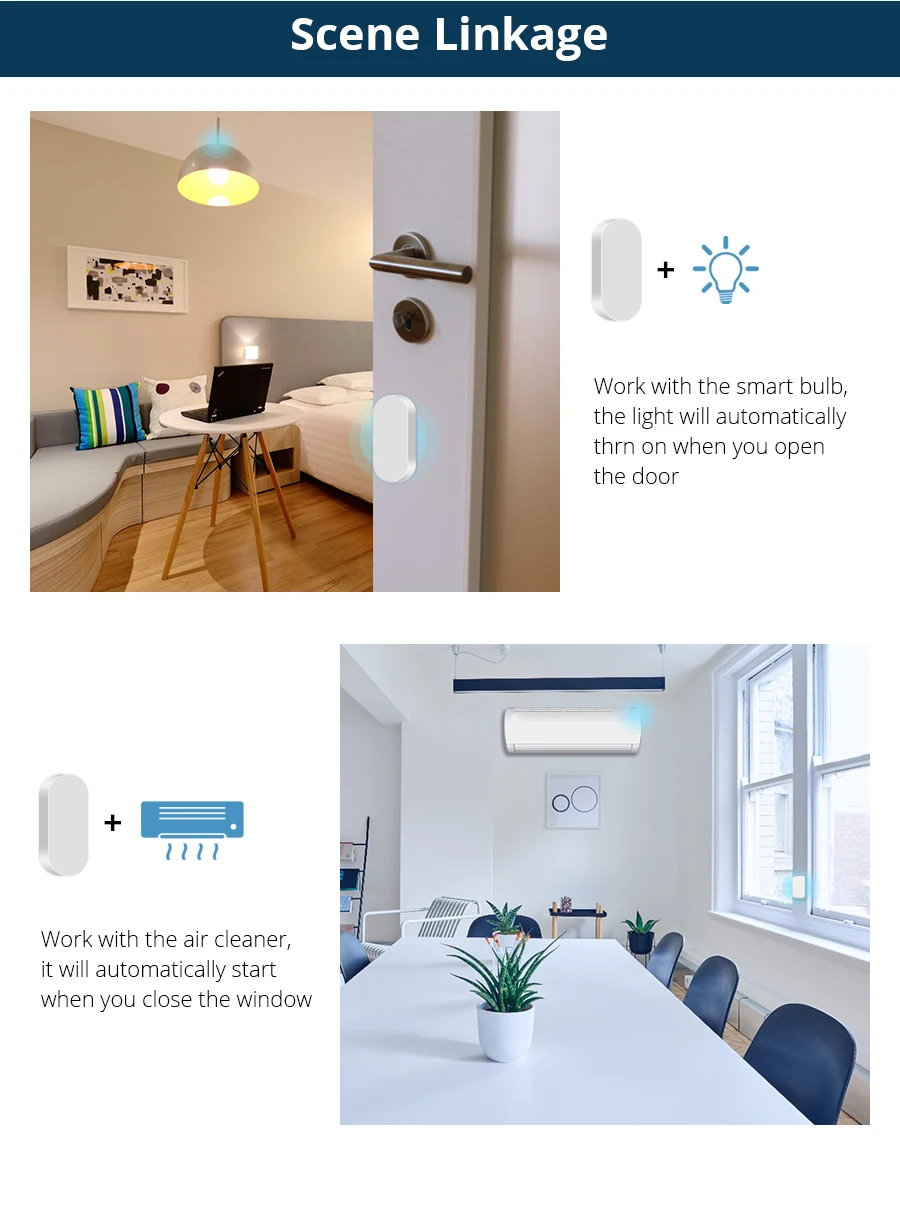 Zemismart Zigbee Smart Door Sensor Security Equipment Door Window Detectors Real