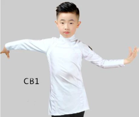 WHITE CB1 TOPS Модная одежда для мальчиков, топ для латинских танцев, штаны, стандартный бальный танец, ча-Танго, одежда для соревнований, Самба Румба, тренировочная одежда DC1157 - Цвет: WHITE CB1 TOPS