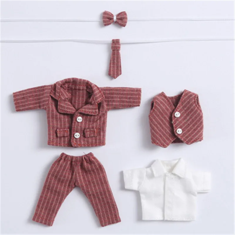 6 шт./компл. OB11 BJD костюм куртка+ брюки+ жилет+ галстук Кукла одежда пальто для 1/12 BJD, Obitsu11, Holala, Ob11 аксессуары для кукол - Цвет: Красный