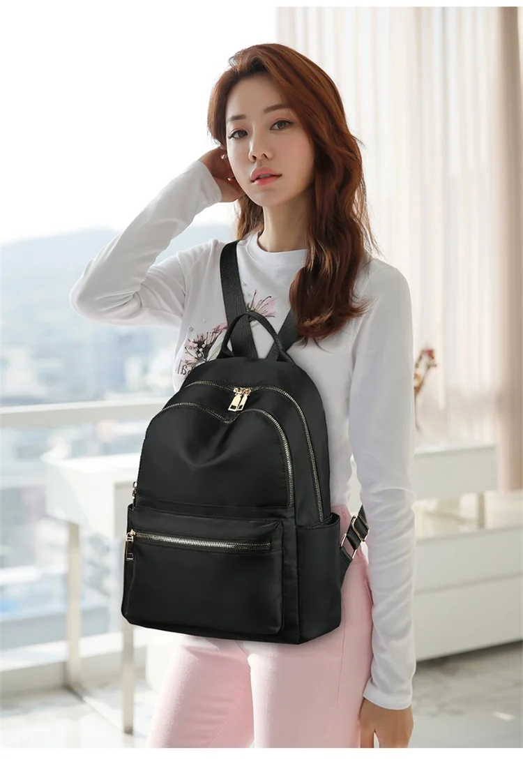 FengDong женский маленький черный рюкзак Противоугонный дорожный рюкзак водонепроницаемый Оксфорд ткань школьные сумки для девочек-подростков задняя Сумка