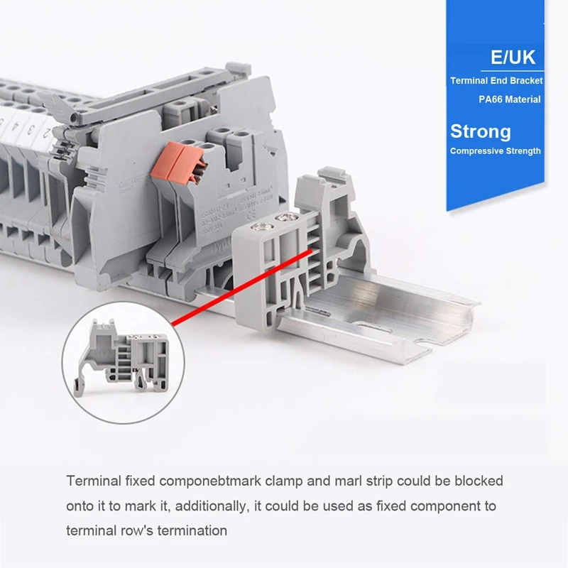 FFYY-Din Rail клеммные блоки комплект Uk-2.5N 12 Awg клеммные блоки наземные блоки фиксированные перемычки моста E/Uk концевые кронштейны Uk-2.5Bg E