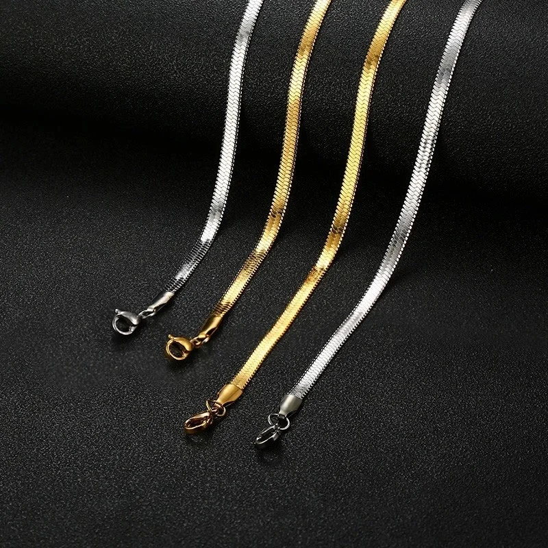 Vnox Layering Necklaces for Women, Layered Herringbone Flat Snake  Herringbone Box Chain Necklace, Minimalist Chic Collar