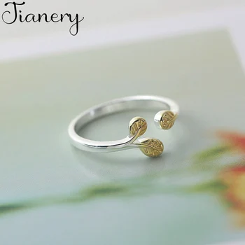 

JIANERY New Brand Fashion 925 Sterling Silver Leaf Rings For Women Engagement Ring Bijoux Jewelry