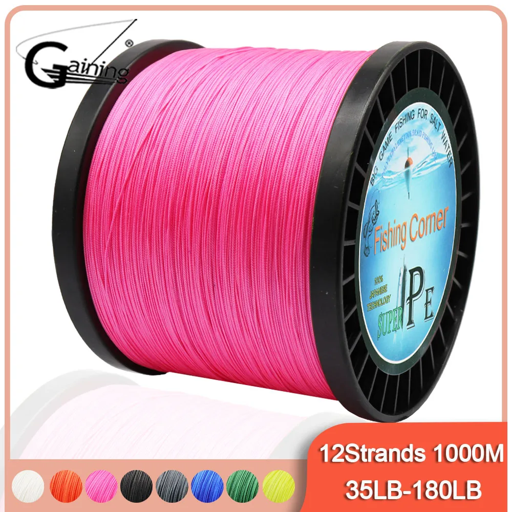 

Braided Fishing Line 12 Strands 1000M Braid PE Wire 35LB-180LB Multi Color Multifilament Fishing Line for Saltwater