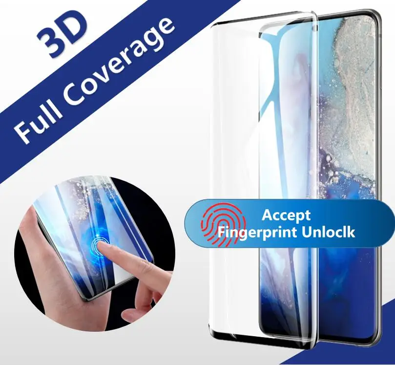 10Pcs/Lot 3D Curved Case Friendly Tempered Glass For Samsung S20 Ultra S10 5G  S9 Plus  Note 10 + 9 Full Cover Screen Protector