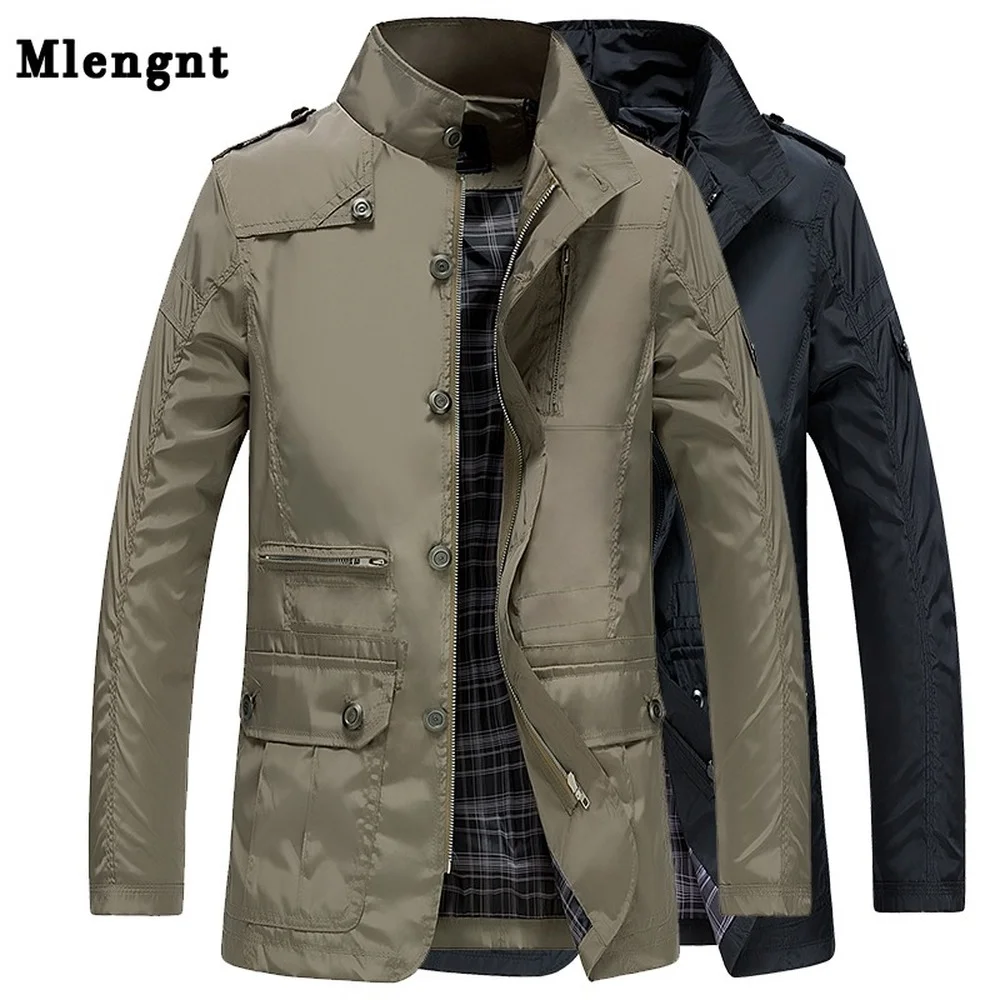 

Classic Long Men Trench Coat For Summer Thin Male Casual Khaki Zipper 2021 Windbreaker Streetwear Outerwear Baggy Varsity Jacket