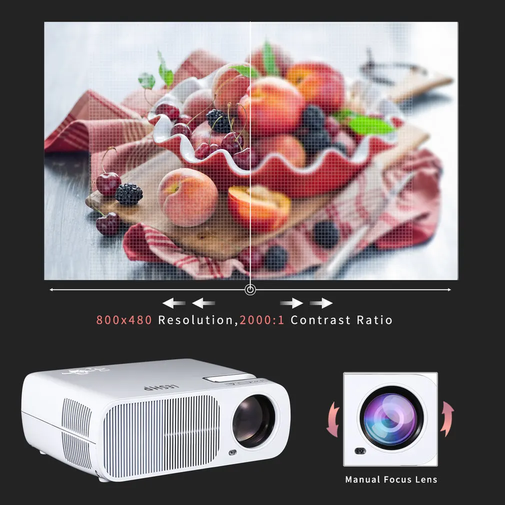Проектор Full HD 2600 люмен 800x480 точек/дюйм HDMI светодиодный проектор для 1080P видео проектор домашний медиа плеер офисный проектор белый