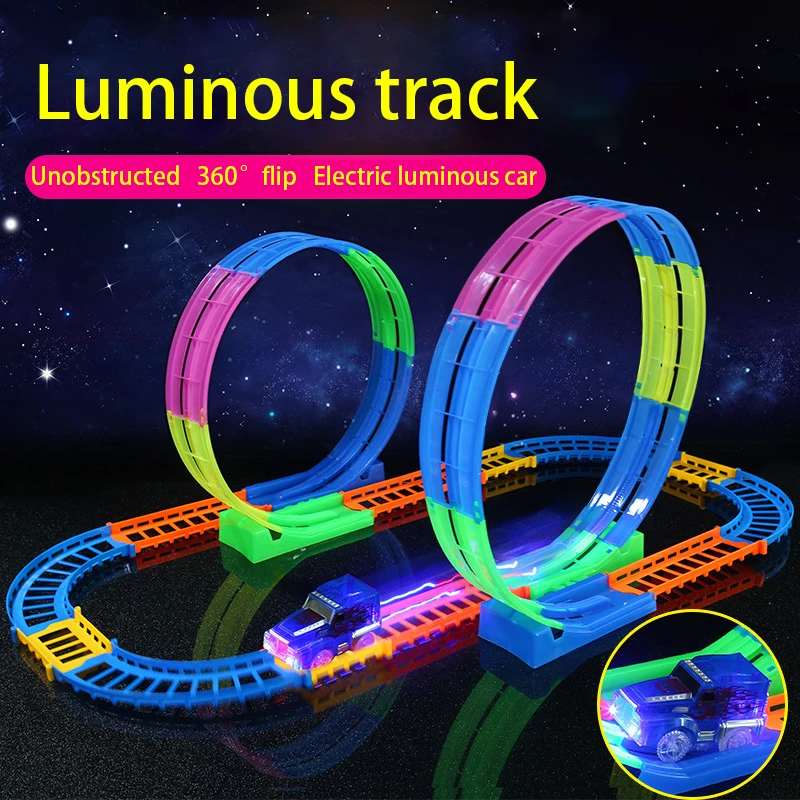 

Assembly Flexible DIY Serpentine Technology Luminous Toys Glowing In The Dark Flash Race LED Car Track Set Gift For Kids