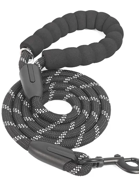 CenKinfo Strong Dog Leash ,Comfortable Padded Handle and Highly Reflective Threads Dog Accessories Puppy Supplies Black