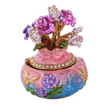

Enameled Vase Shape Trinket Box Hinged for Girls Ring Holder Handmade Ring Jewelry Holder