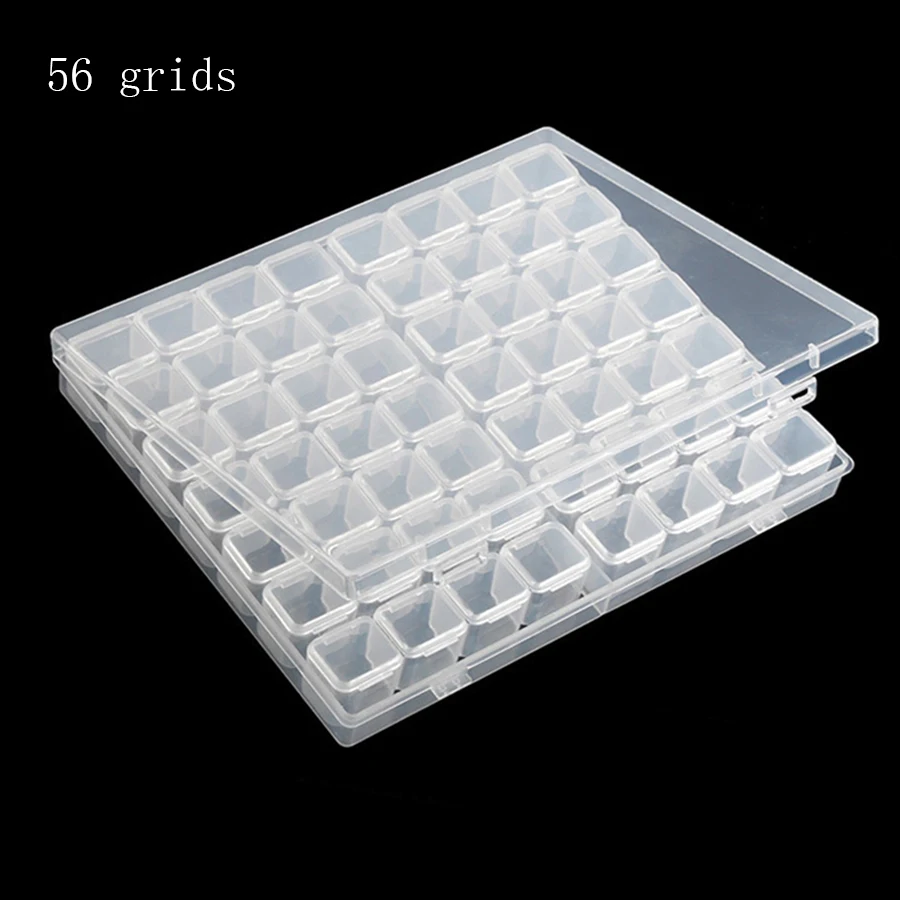 Cajas de almacenamiento de diamantes de imitación, accesorios de bordado de punto de cruz, 56/28 rejillas, organizador de almacenamiento