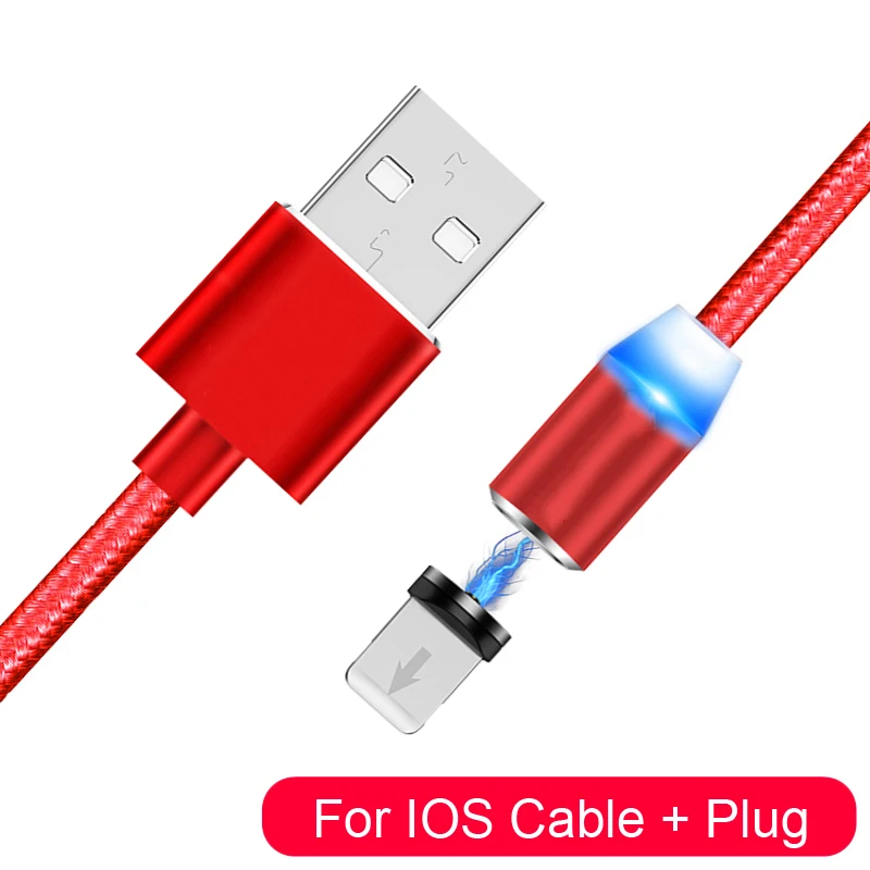 Oppselve Магнитный Micro USB кабель для iPhone samsung Android мобильный телефон Быстрая зарядка usb type C кабель Магнитный зарядный провод шнур - Цвет: Red iOS Cable