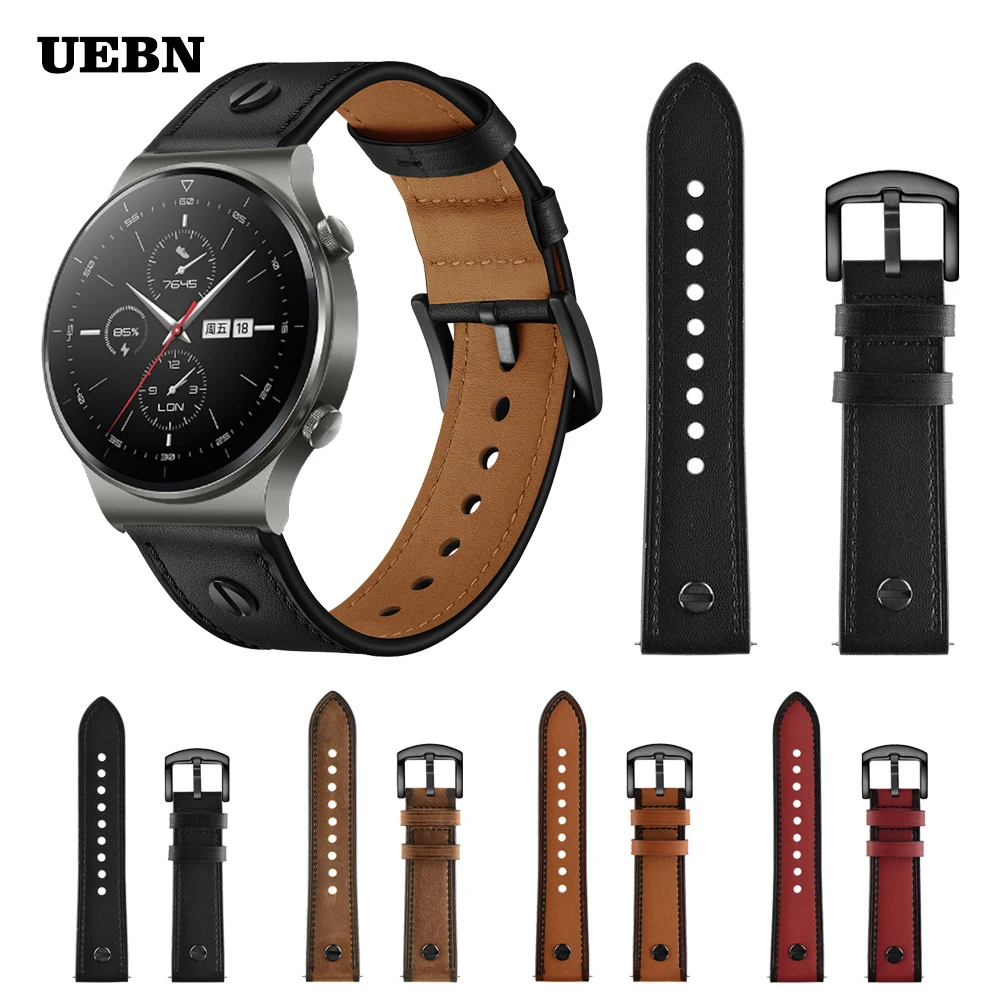

UEBN Cow leather strap for Huawei Watch GT 2 Pro Band for Watch GT 2 42mm 46mm GT 2e & Honor ES Bracelet Watchband