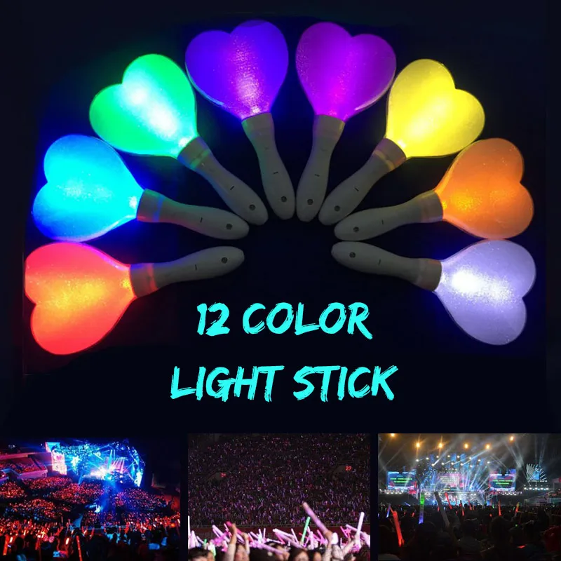 Durable Creative Concerts Heart Shape Night Wedding Toy LED Glow Stick Glowing Colorfull Birthday Event Luminous Glo-Sticks Bar
