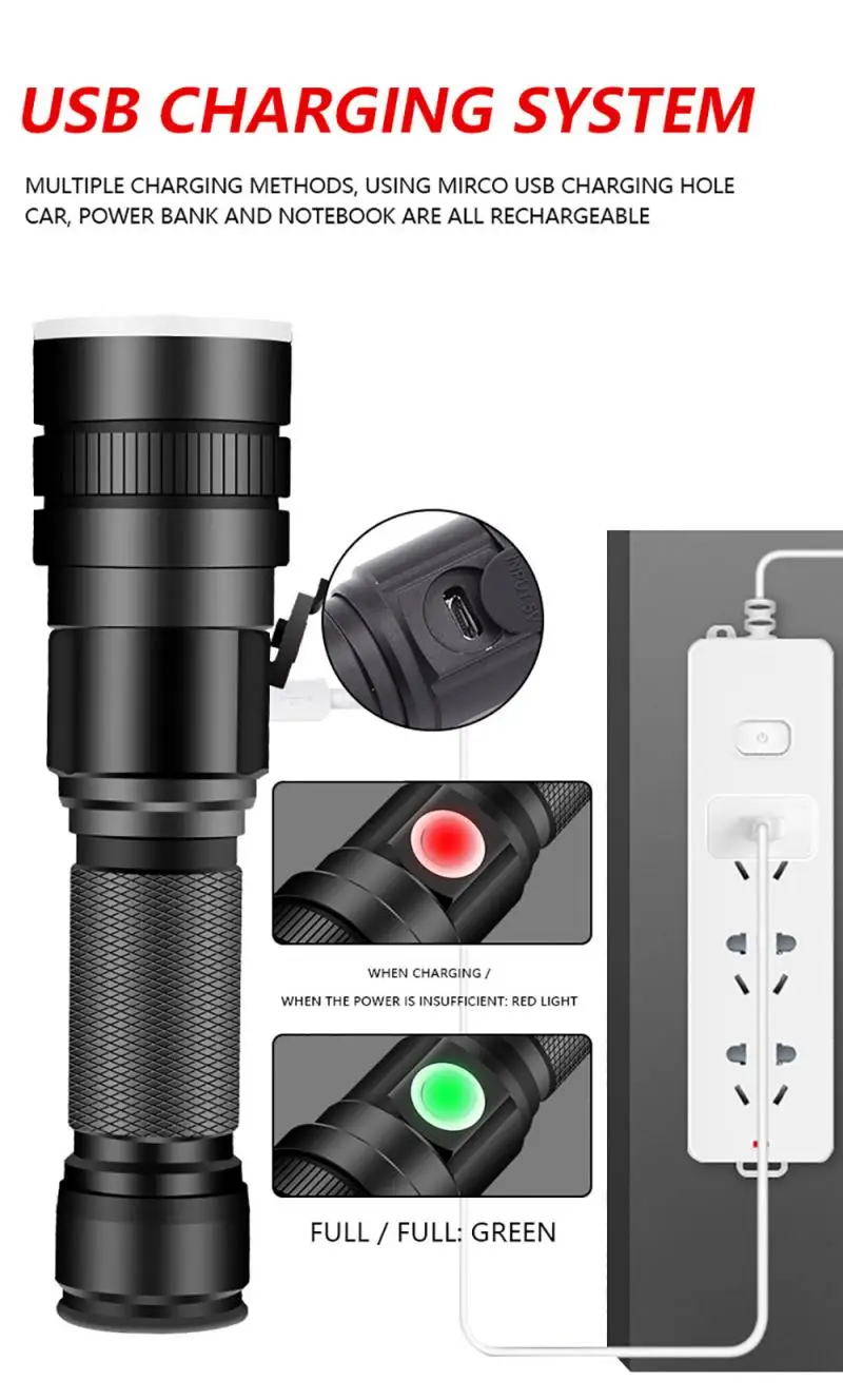 Мощный светодиодный фонарик XHP50 фонарь USB Перезаряжаемый водонепроницаемый фонарь Ультра Brigh Аксессуары Инструмент для наружного кемпинга рыбалки 9