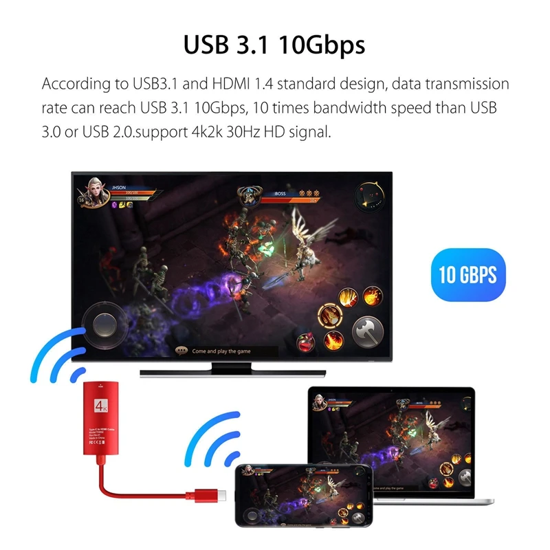 USB-C type-C к HDMI HDTV адаптер 4K x 2K UHD type C для samsung Galaxy S9 S8+ Note 8 20 см