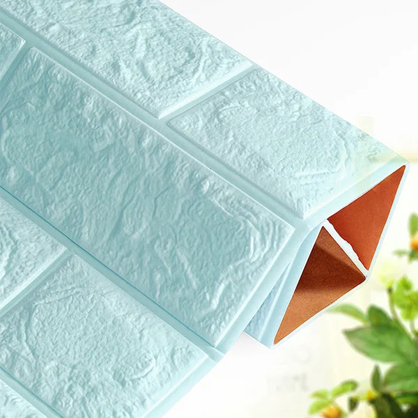 Light blue 3D самоклеющиеся водостойкие обои 60*60*0,8 см ТВ задний план кирпичная стена стикеры Гостиная Декоративные Стикеры для спальни - Цвет: Light blue